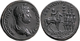 Hadrian, 117-138. Sestertius (Orichalcum, 33 mm, 26.00 g, 6 h), Rome, circa 130-133. HADRIANVS AVG COS III P P Laureate and draped bust of Hadrian to ...