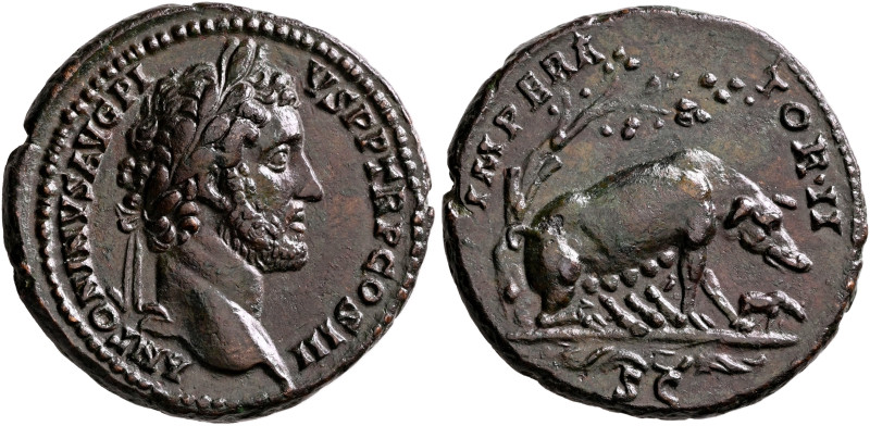 Antoninus Pius, 138-161. As (Bronze, 28 mm, 12.64 g, 6 h), Rome, 143-144. ANTONI...
