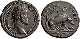 Antoninus Pius, 138-161. As (Bronze, 28 mm, 12.64 g, 6 h), Rome, 143-144. ANTONINVS AVG PIVS P P TR P COS III Laureate head of Antoninus Pius to right...