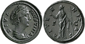 Diva Faustina Senior, died 140/1. Sestertius (Orichalcum, 33 mm, 32.31 g, 11 h), Rome, after circa 146. DIVA FAVSTINA Draped bust of Diva Faustina Sen...