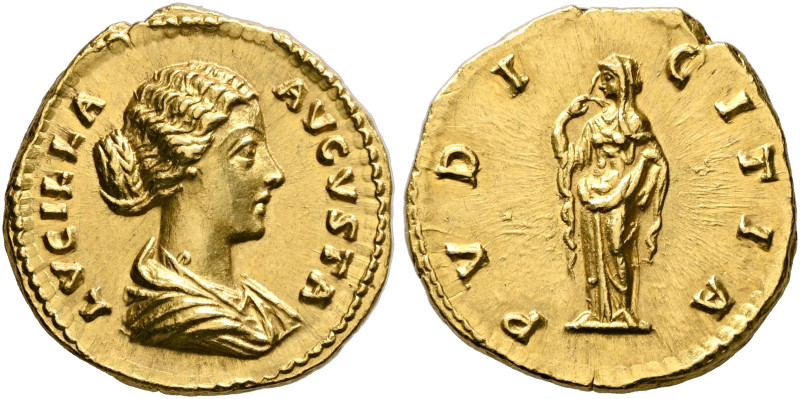 Lucilla, Augusta, 164-182. Aureus (Gold, 19 mm, 7.28 g, 12 h), Rome, 164. LVCILL...