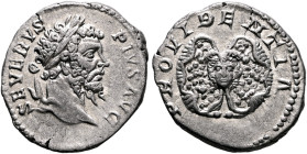 Septimius Severus, 193-211. Denarius (Silver, 19 mm, 3.57 g, 1 h), Rome, 207. SEVERVS PIVS AVG Laureate head of Septimius Severus to right. Rev. PROVI...