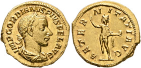 Gordian III, 238-244. Aureus (Gold, 20 mm, 5.19 g, 12 h), Rome, 241-243. IMP GORDIANVS PIVS FEL AVG Laureate, draped and cuirassed bust of Gordian III...