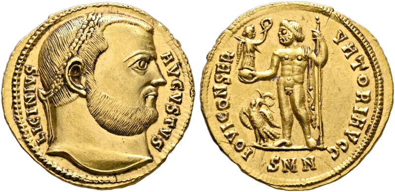 Licinius I, 308-324. Aureus (Gold, 19 mm, 5.31 g, 12 h), Nicomedia, 312. LICINIV...