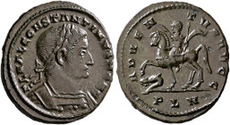 Constantine I, as Caesar, 306-309. Follis (Bronze, 26 mm, 6.97 g, 6 h), Londinium, circa November-December 307. FL VAL CONSTANTINVS NOB C Laureate and...