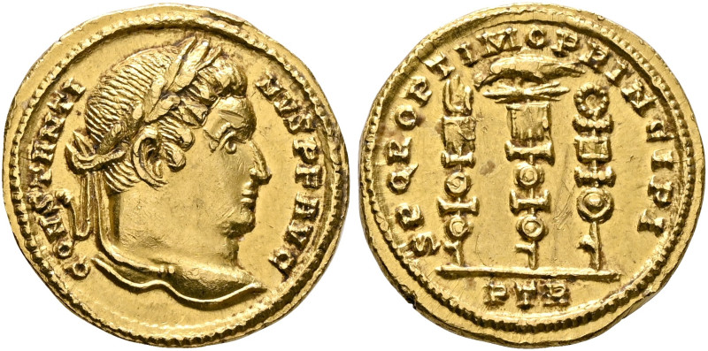 Constantine I, 307/310-337. Solidus (Gold, 17 mm, 4.46 g, 6 h), Treveri, 312-313...