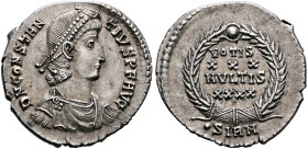 Constantius II, 337-361. Siliqua (Silver, 21 mm, 3.22 g, 12 h), Sirmium, 351-355. D N CONSTAN-TIVS P F AVG Pearl-diademed, draped and cuirassed bust o...