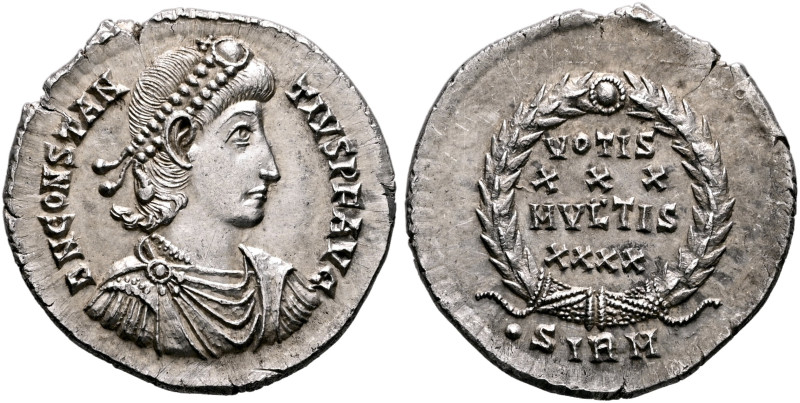 Constantius II, 337-361. Siliqua (Silver, 22 mm, 3.37 g, 12 h), Sirmium, 351-355...