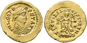 Leo I, 457-474. Tremissis (Gold, 15 mm, 1.50 g, 6 h), Constantinopolis, circa 468-473. D N LEO PE-RPET AVG Diademed, draped and cuirassed bust of Leo ...