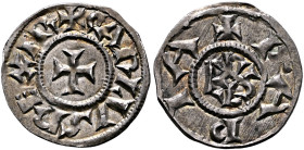 CAROLINGIANS. Charlemagne (Charles the Great), as Charles I, king of the Franks, 768-814. Denier (Silver, 21 mm, 1.57 g, 2 h), Pavia. Class III, 783-8...