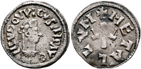 CAROLINGIANS. Louis 'le Pieux' (the Pious), as Emperor Louis I, 814-840. Denier (Silver, 20 mm, 1.69 g, 6 h), Metallum (Melle). Class I, 814-819. HLVD...