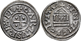 CAROLINGIANS. Charles le Chauve (the Bald), as Charles II, king of West Francia, 840-877. Denier (Silver, 21 mm, 1.44 g, 6 h), Sens, 840-864. ✠ CARLVS...