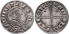 ANGLO-SAXON, Kings of All England. Cnut, 1016-1035. Penny (Silver, 18 mm, 0.96 g, 6 h), quatrefoil type, Leofsige, moneyer. Cambridge, 1016-1023. ✠ CN...