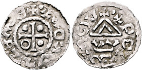 BOHEMIA. Boleslav II, 972-999. Denar (Silver, 20 mm, 1.41 g, 9 h), Praha (Prague). ✠ BOLEZLAV•DVX• Short cross pattée; annulet in third quarter, pelle...