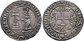 CRUSADERS. Knights of Rhodes (Knights Hospitallers). Hélion of Villeneuve, 1319-1346. Gigliato (Silver, 26 mm, 3.93 g, 9 h). ✠ FR:ELION' D' VILANOVA D...