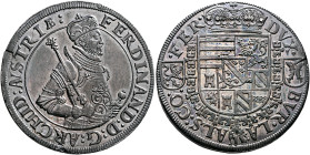 AUSTRIA. Holy Roman Empire. Ferdinand II, Archduke, 1564-1595. Taler (Silver, 39 mm, 28.22 g, 12 h), Ensisheim, no date. •FERDINAND:D:G:ARCHID:AVSTRIÆ...
