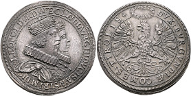 AUSTRIA. Holy Roman Empire. Leopold V, Archduke, 1619-1632. Doppeltaler (Silver, 47 mm, 57.69 g, 12 h), on his marriage with Claudia de’ Medici. Hall,...