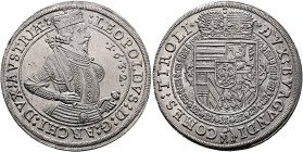 AUSTRIA. Holy Roman Empire. Leopold V, Archduke, 1619-1632. Taler 1632 (Silver, 42 mm, 28.48 g, 12 h), Hall. :LEOPOLDVS:D:G:ARCHI:DVX:AUSTRIÆ: // •1•6...