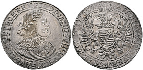 AUSTRIA. Holy Roman Empire. Ferdinand III, Emperor, 1637-1657. Taler 1657 KB (Silver, 44 mm, 28.74 g, 12 h), Kremnitz (Kremnica). FERDINAND - III•D:G•...