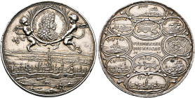 AUSTRIA. Holy Roman Empire. Leopold I, Emperor, 1658-1705. Medal 1685 (Silver, 39 mm, 25.89 g, 12 h), on the capture of ten Hungarian cities and fortr...