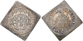 AUSTRIA. Salzburg, Erzbistum. Johann Ernst von Thun und Hohenstein, 1687-1709. 1/4 Talerklippe 1687 (Silver, 29x29 mm, 7.38 g, 1 h). IO:ERNEST9D:G:ARC...