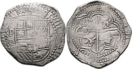 BOLIVIA, Colonial (as Alto Perú). Felipe III, king of Spain, 1598-1621. 8 Reales (Silver, 42 mm, 26.73 g, 8 h), Potosi, no date (1612-1616) PQ. PHILIP...