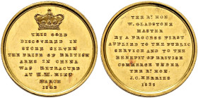 BRITISH, Hanover. Victoria, 1837-1901. Medal 1842 (Gold, 13 mm, 1.99 g, 12 h), on the extraction of gold from captured Chinese silver, London. THIS GO...