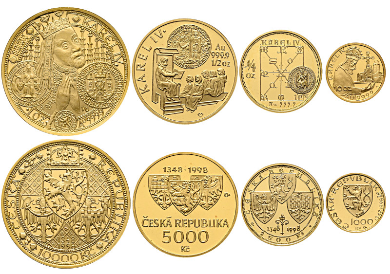 CZECH REPUBLIC. 1992-pres. Set of 4 coins (Gold, 57.20 g), on Karel IV (1316-137...