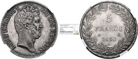 FRANCE, Royal (Restored). Louis Philippe, 1830-1848. 5 Francs 1830 A (Silver, 37 mm, 25.00 g, 5 h), variety with raised lettering on edge, Paris. LOUI...