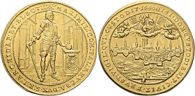GERMANY. Bayern. Kurfürstentum. Maximilian I, 1598-1651. 5 Dukaten 1640 (Gold, 38 mm, 17.38 g, 12 h), on the completion of new fortifications around M...