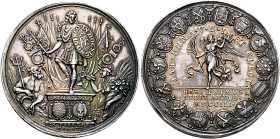 GERMANY. Bayern. Kurfürstentum. Maximilian II Emanuel, 1679-1726. Medal 1703 (Silver, 41 mm, 32.97 g, 12 h), on his conquest of sixteen cities. By P. ...