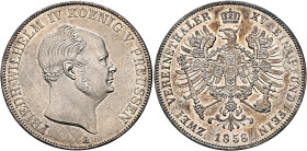 GERMANY. Brandenburg-Preußen. Königreich. Friedrich Wilhelm IV, 1840-1861. Doppelter Vereinstaler 1858 A (Silver, 41 mm, 37.05 g, 12 h), so-called 'Ch...