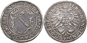 GERMANY. Colmar. Stadt. Guldentaler 1571 (Silver, 38 mm, 24.46 g, 2 h). ✠ MONETA+NOVA+COLMARIENSIS Coat of arms, 1571 above. Rev. FERDINANDI+IMP+AVG+P...