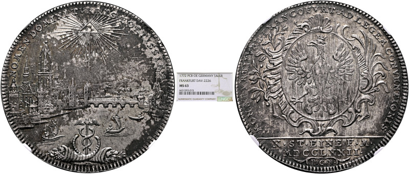 GERMANY. Frankfurt. Stadt. Konventionstaler 1772 PCB (Silver, 41 mm, 28.20 g, 12...