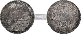 GERMANY. Frankfurt. Stadt. Konventionstaler 1772 PCB (Silver, 41 mm, 28.20 g, 12 h). NOMEN DOMINI TVRRIS FORTISSIMA City and river Main view. Rev. MON...