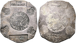 GERMANY. Landau. Stadt. 2 Gulden 8 Kreuzer Klippe 1713 (Silver, 46 mm, 21.50 g), Siege of Landau. War of Spanish Succession issue. PRO / CÆS: &IMP // ...