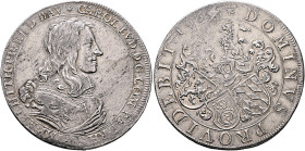GERMANY. Pfalz-Kurlinie. Karl Ludwig, 1648-1680. Taler 1667 (Silver, 40 mm, 29.04 g, 7 h), Heidelberg. ✱CAROL•LVD•D•G:COM•PAL•RH•S•R•IMP•ARCHITH•PR•EL...