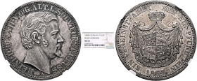 GERMANY. Reuss-ältere Linie zu Obergreiz. Heinrich XXII, 1859-1902. Vereinstaler 1868 A (Silver, 33 mm, 18.52 g, 1 h), Berlin. HEINRICH XXII V.G.G.ÄLT...