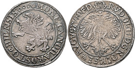 GERMANY. Rostock. Stadt. Taler 1609 (Silver, 42 mm, 28.40 g, 12 h). ✱•MONETA•NOUA•ROSTOCHIENSIS•609• Griffin rampant left. Rev. RVDOL•II•D:G•RO•IM•SEM...