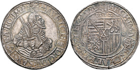 GERMANY. Sachsen-Albertinische Linie. Kurfürstentum. Moritz, 1547-1553. Taler 1552 (Silver, 40 mm, 28.80 g, 1 h), Annaberg. MAVRICI :- D:G:DV:SAX: - S...