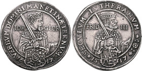 GERMANY. Sachsen-Albertinische Linie. Kurfürstentum. Johann Georg I, 1615-1656. Taler 1617 (Silver, 44 mm, 28.96 g, 3 h), on the Centenary of the Refo...