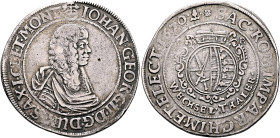 GERMANY. Sachsen-Albertinische Linie. Kurfürstentum. Johann Georg II, 1656-1680. Wechseltaler 1670 (Silver, 42 mm, 27.68 g, 1 h), Dresden CR (mint mas...