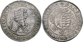 GERMANY. Sachsen-Albertinische Linie. Kurfürstentum. Johann Georg II, 1656-1680. Wechseltaler 1671 (Silver, 41 mm, 27.98 g, 8 h), Dresden CR (mint mas...