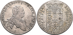 GERMANY. Sachsen-Albertinische Linie. Kurfürstentum. Xaver, 1763-1768. Taler 1767 (Silver, 42 mm, 28.00 g, 12 h), Dresden EDC (mint master E. D. Croll...