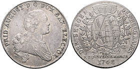 GERMANY. Sachsen-Albertinische Linie. Friedrich August III, 1763-1806. Mining Taler 1768 (Silver, 42 mm, 27.98 g, 12 h), Dresden EDC (mint master E. D...
