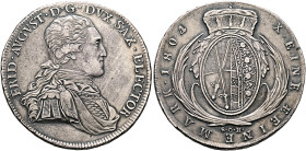 GERMANY. Sachsen-Albertinische Linie. Kurfürstentum. Friedrich August III, 1763-1806. Taler 1804 (Silver, 40 mm, 28.00 g, 12 h), engravers error with ...