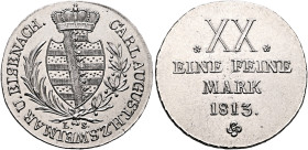 GERMANY. Sachsen-Ernestinische Linie. Sachsen-Weimar-Eisenach. Carl August, 1775-1828. Halbtaler 1813 (Silver, 32 mm, 13.92 g, 12 h), Eisenach LS (min...
