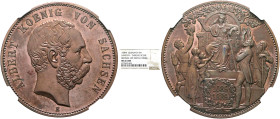 GERMANY. Kaiserreich. Sachsen. Albert, 1873-1902. Medal 1889 E (Copper, 39 mm, 27.80 g, 12 h), on 800th Anniversary of the House of Wettin. Size of 5 ...