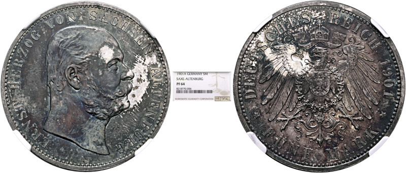 GERMANY. Kaiserreich. Sachsen-Altenburg. Ernst, 1902-1904. 5 Mark 1901 A (Silver...