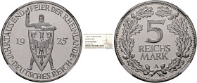 GERMANY. Weimarer Republik. 1918-1933. 5 Reichsmark 1925 A (Silver, 35 mm, 25 g, 12 h), on the Millennium of the Rheinland, Berlin. DEUTSCHES REICH / ...
